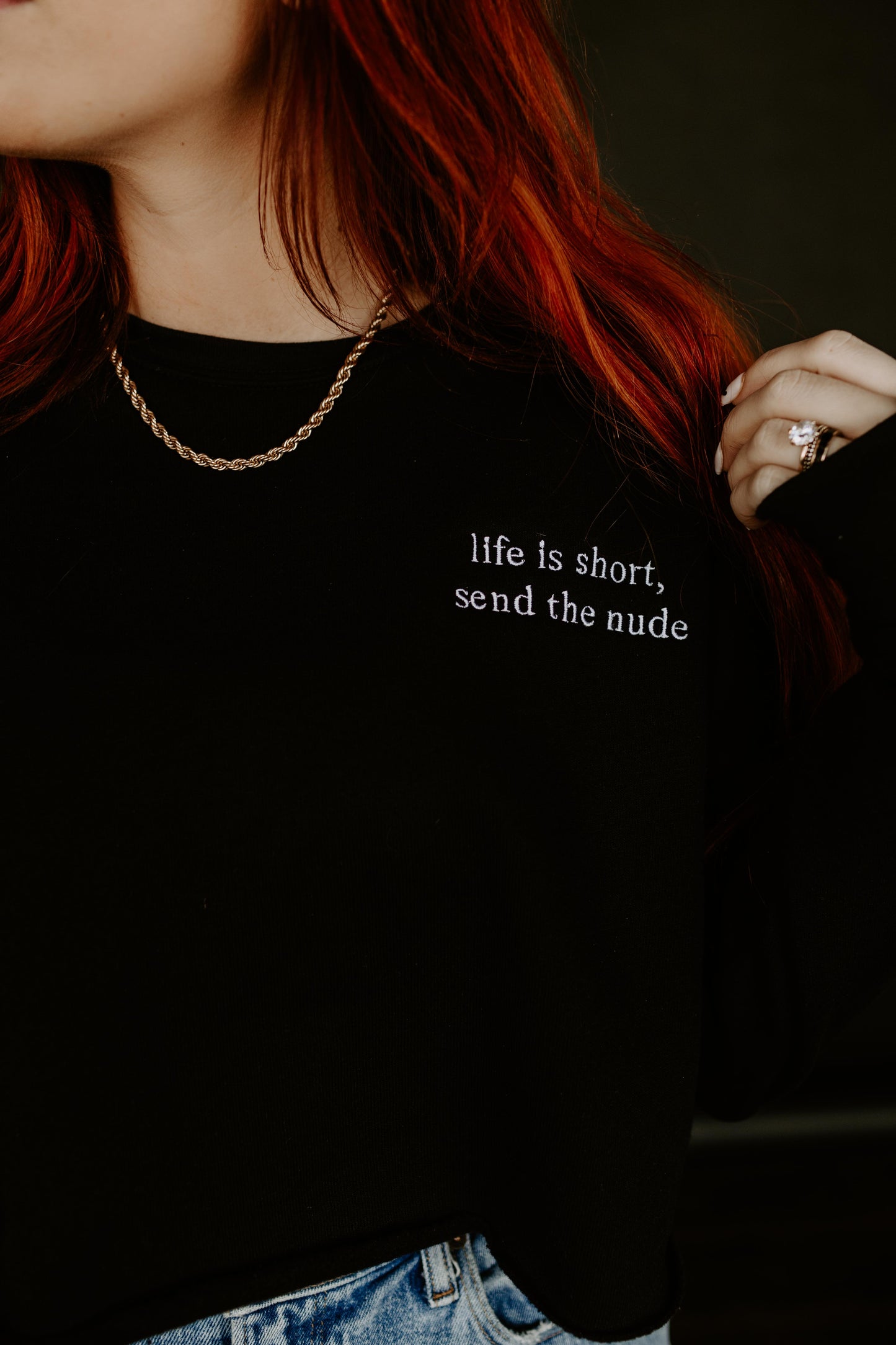 Send the N*de Crop Sweatshirt